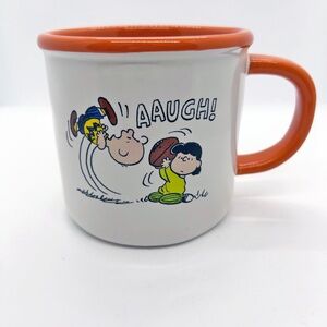 Rae Dunn Peanuts Charlie Brown and Lucy Football AAUGH! Mug